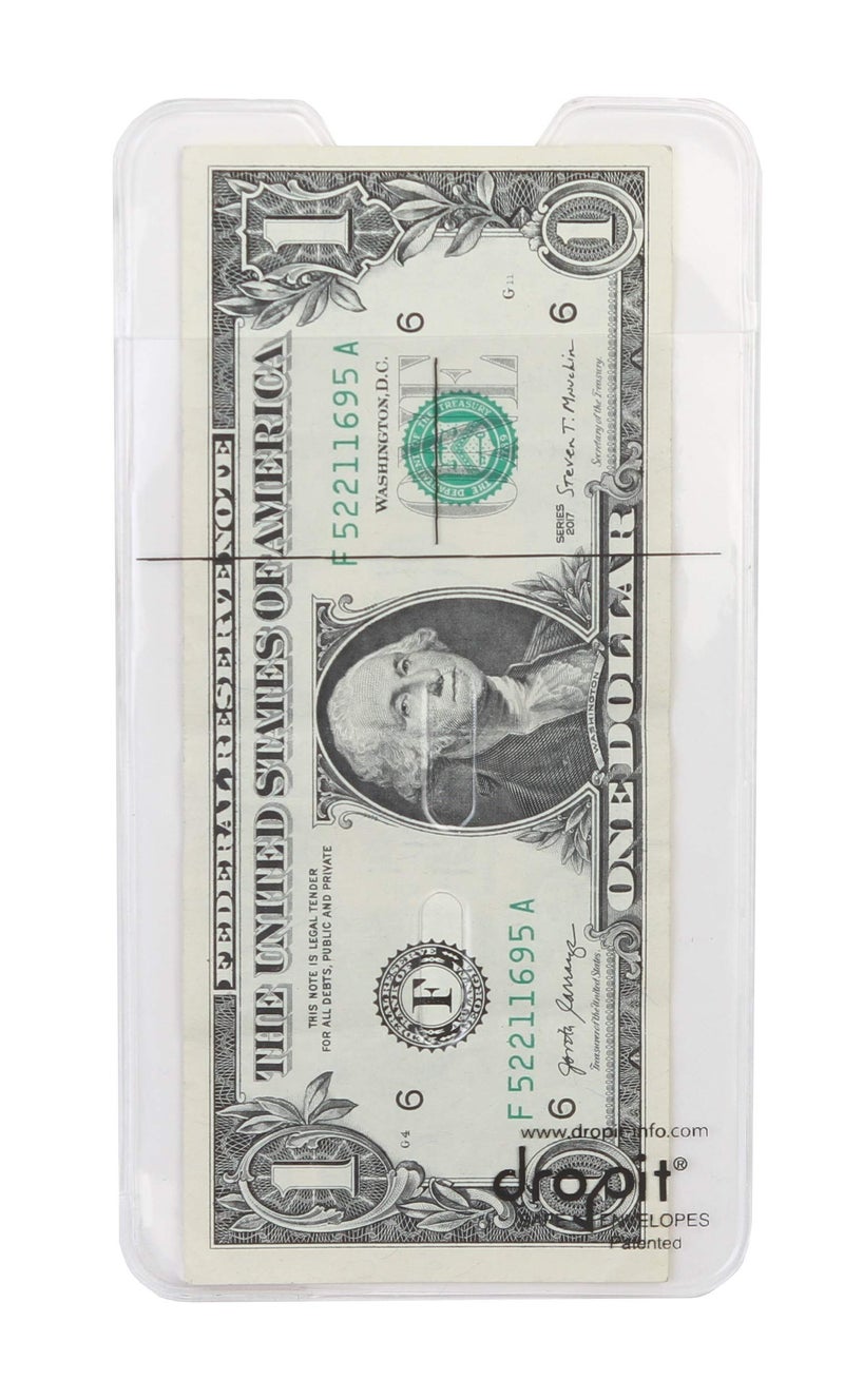UBICON 100 Clear Reuseable, Heavy-Duty Vinyl DropIt Safe Envelope for Depositing of Currency and Money, Size 100, Clear - Image 1